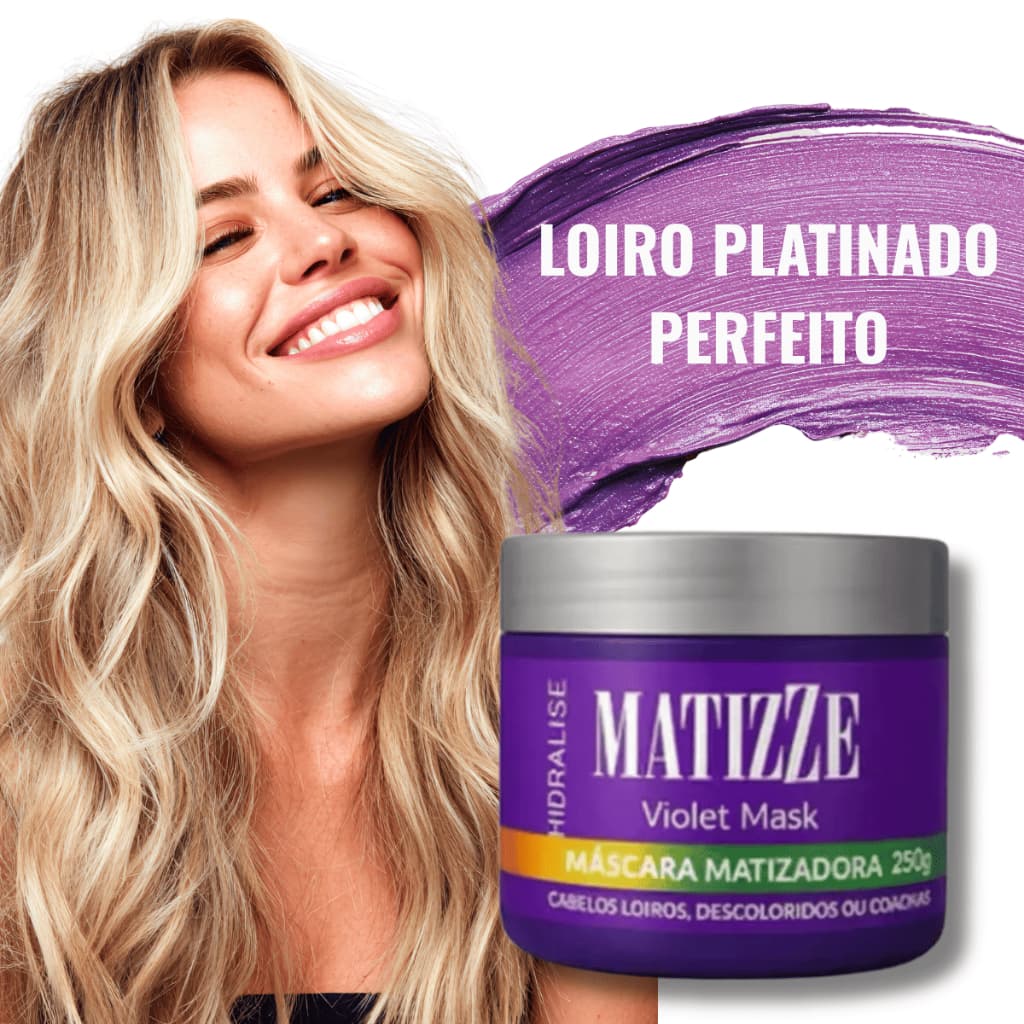 Máscara Matizadora Cabelos loiros grisalhos Matiza Tons Amarelados e Alaranjados 250g Hidralise