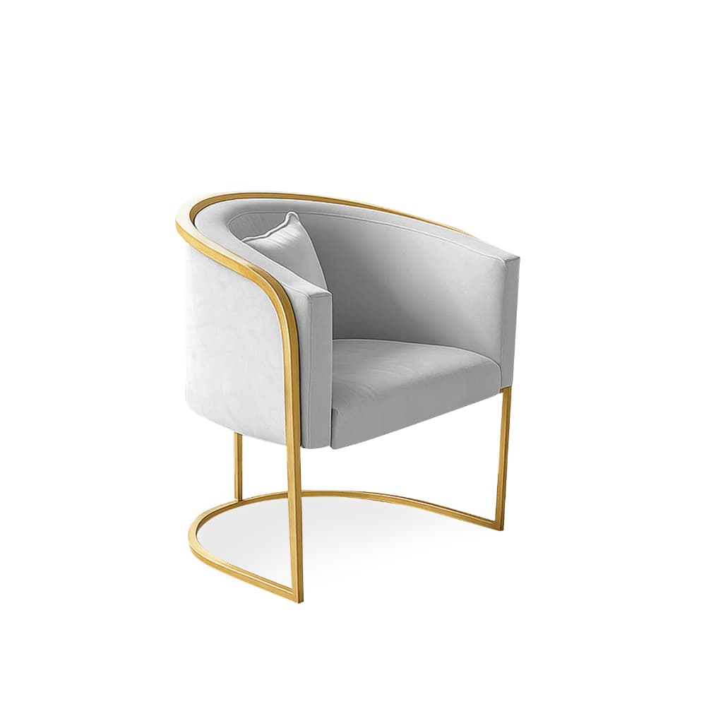 Poltrona Lavinia Luna Com Base de Metal Dourado e Almofada Brinde Decorativa Salão Manicure Espaço Mulher Penteadeira
