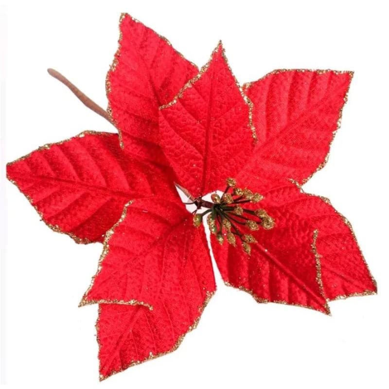 Kit Enfeites Natalinos Bico De Papagaio Flor 20cm 3pçs