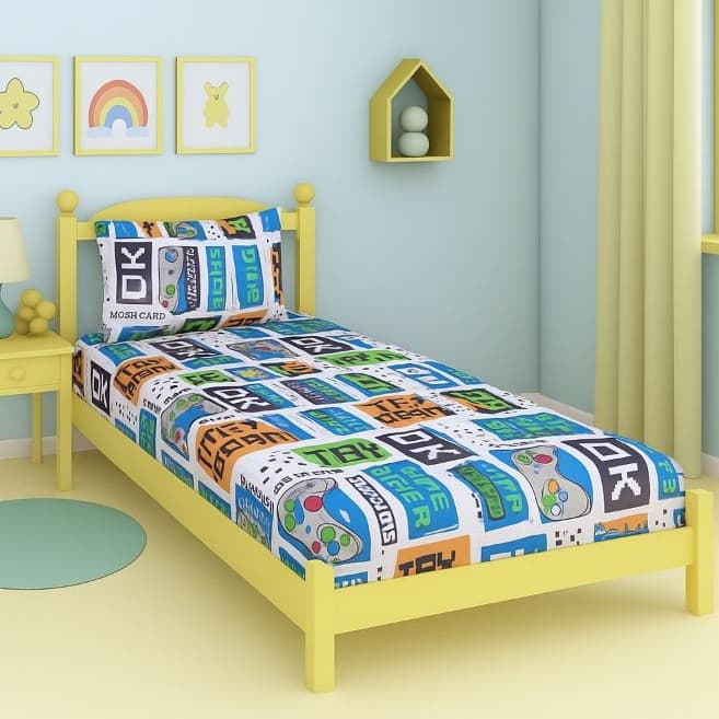 Jogo de Lençol Solteiro 02 Peças Microfibra Estampada Estampas Variadas