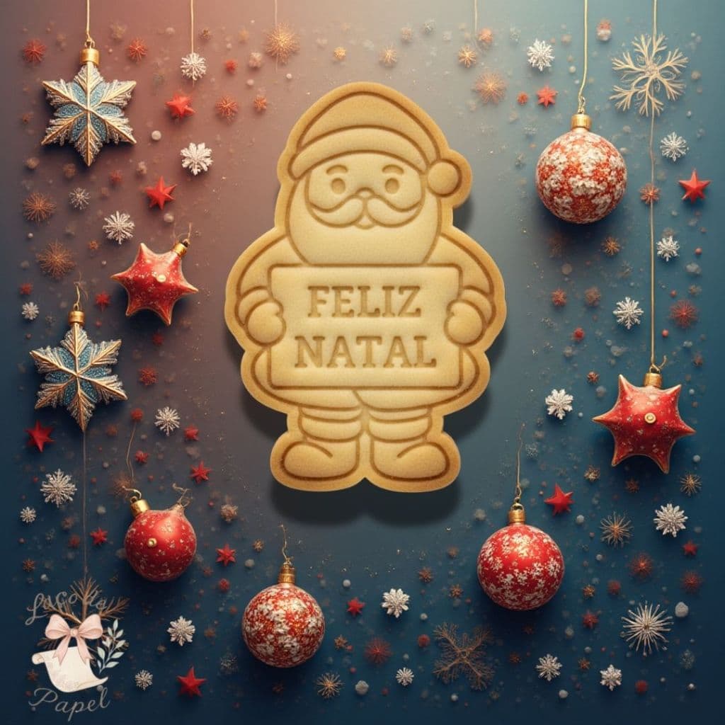Cortador e Marcador de Biscoito  Feliz Natal Papai Noel com Puxador