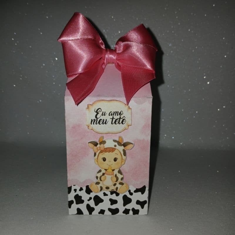 Caixinha Personalizada Amo Meu Tetê - Caixinha Milk Vaquinha - Lembrancinhas Meu Tetê