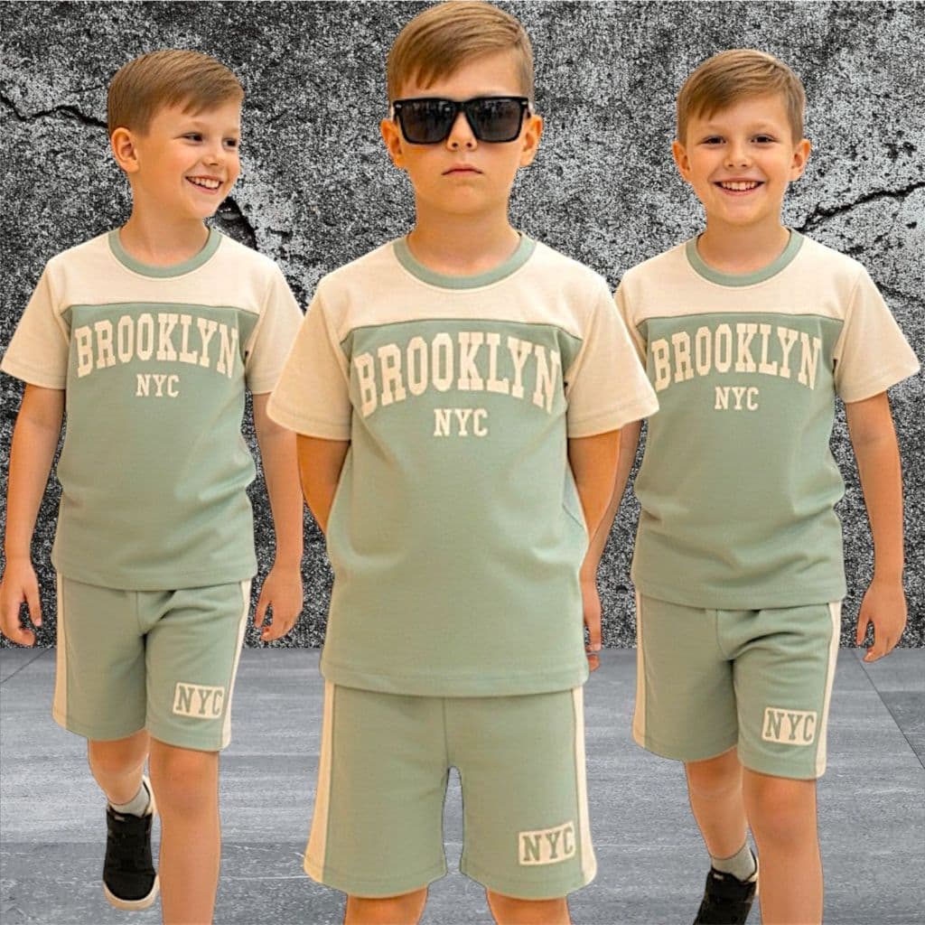 Conjunto Infantil Malhão Premium Menino 4 ao 14 Anos Confortável Leve Estiloso Verão Brooklyn NYC