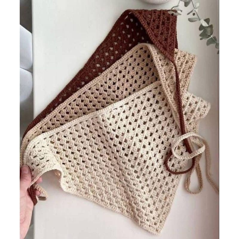 Bandana de Crochê Moda Praia Estilo Feminino Lenço Feminino Bandana oferta Lenço bandana moda verão
