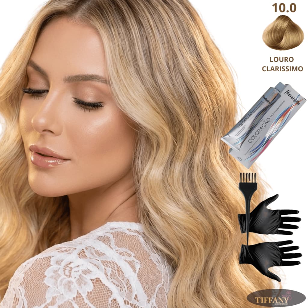 Coloração Capilar Hidratylife 10.0 Louro Claríssimo - Mairibel / Hidraty 60g, Luvas e Pincel