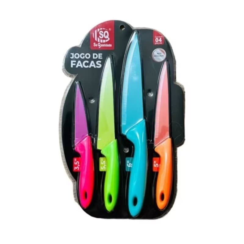 Conjunto 4 facas coloridas envio imediato