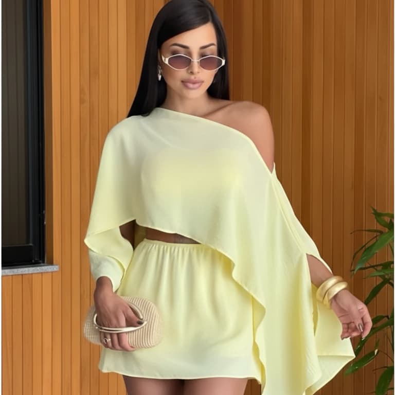 Conjunto Feminino 3 Peças Short Saia Blusa Capa no Tecido Duna | Elegante, Moderno e Casual.