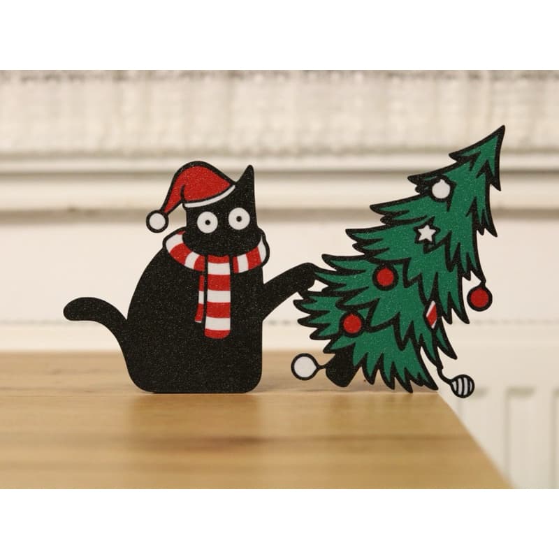 Enfeite de Natal de gato e árvore | Decoração | Decoração de Natal