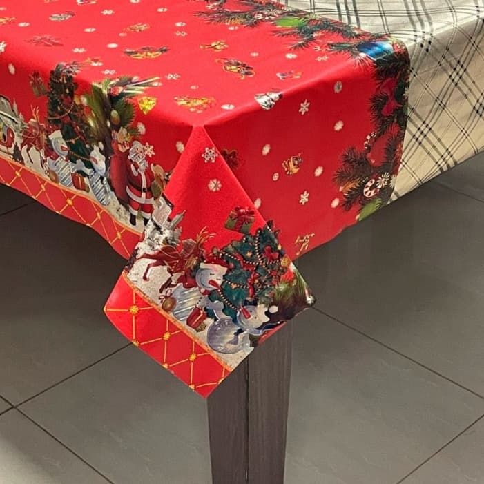 Toalha De Mesa Térmica Metalizada Natal Para Mesa 4 Cadeiras 6 Cadeiras 8 Cadeiras 10 Cadeiras