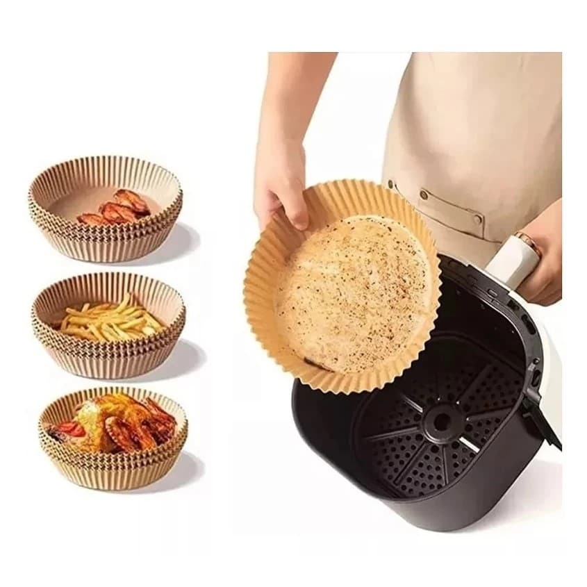 50 Pçs Forma De Airfryer Descartável Redondo Fritadeira Cozimento Protetor Air Fryer