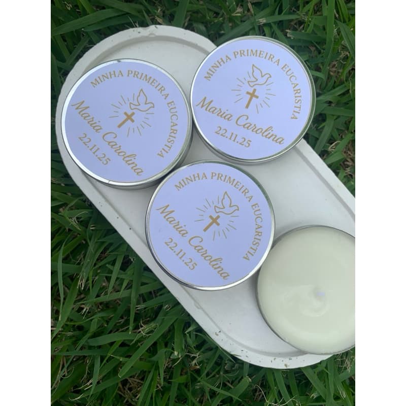 Kit velas na Latinha Personalizada – Lembrancinha para Casamento, Batizado, Chá de Bebê, Aniversário
