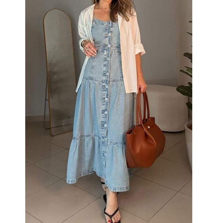 Vestido Longo jeans Femininos/Saia Jeans moda moderna