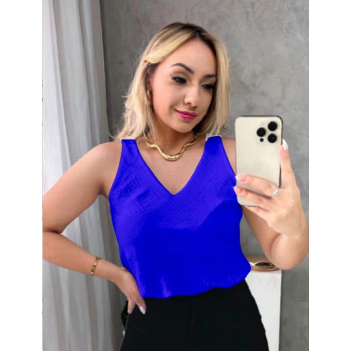 Regata Alça Grossa Elegante Moda Verão Soltinha Blusinha Básica Tecido Duna Regatão Feminina Casual