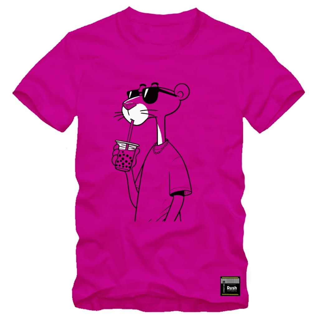 Camiseta Estampa Pantera Cor de Rosa algodão