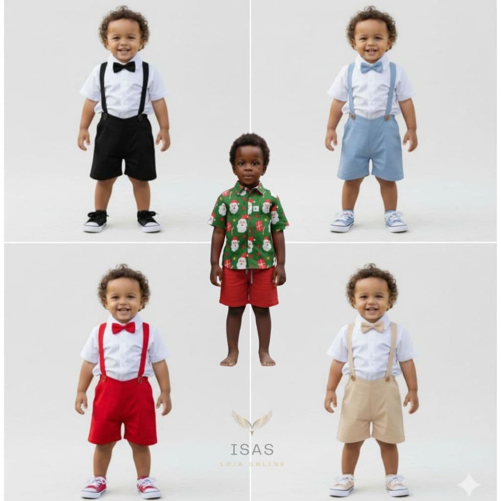 Conjunto social infantil roupa batizado menino com suspensório para festas, casamento, fotos, pajem, bebe