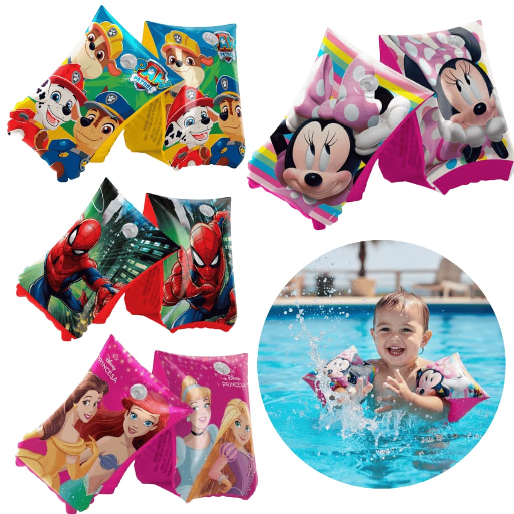 Boia de Braço Inflável Infantil Personagens | Segurança para Piscina, Praia e Banho Menino e Menina