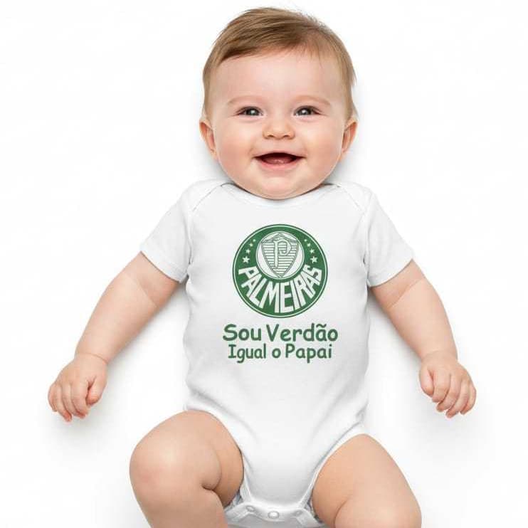 Body  Bebê Menino Menina Time Futebol Torcedor Sou Verdão igual Papai Body de Bebê Palmeirense Frases Divertidas