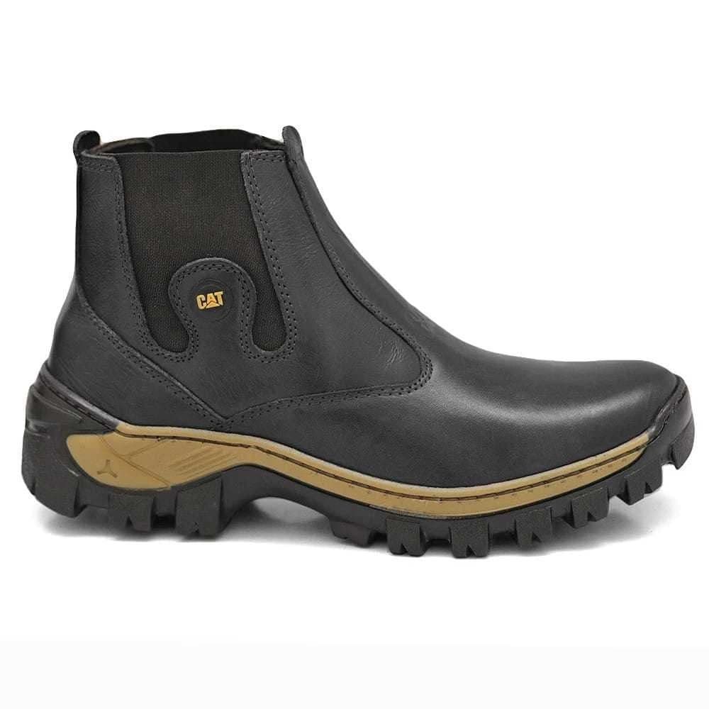 Bota Botina de Segurança / Trabalho toda em couro - Confortável, Solado Resistente, Fácil de Calçar