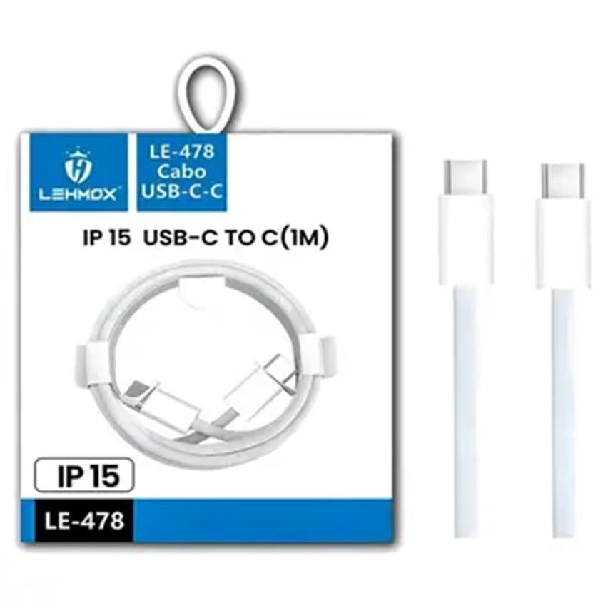 ⚡Excelente Cabo USB-C para USB-C Lehmox LE-478 1Metro – Carregamento Rápido, Alta Durabilidade e Máximo Desempenho!