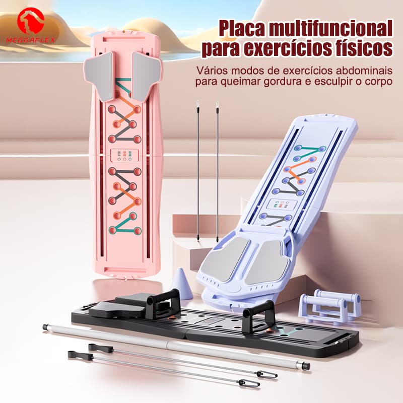 Prancha de Pilates e Treinamento Abdominal – Treino Completo, Resistência e Portabilidade MEGGAFLEX