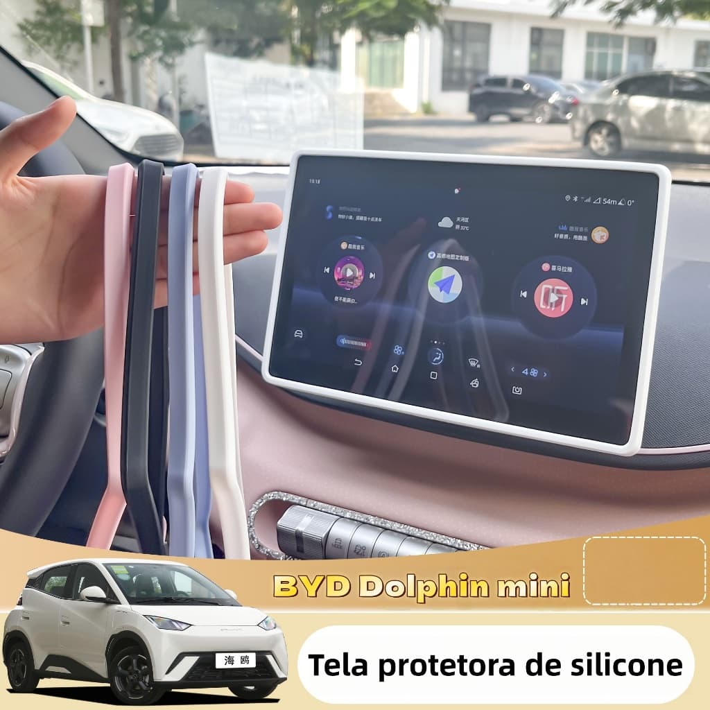 Capa Moldura de Silicone Painel e Tela Para BYD Anti-Risco Dolphin Mini / King / Song Pro / Song Plus