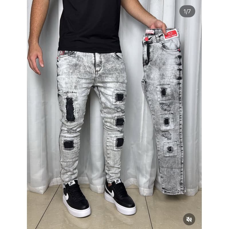 Jeans Masculinos Jeans Pintados Moda Rasgada Jeans x.o