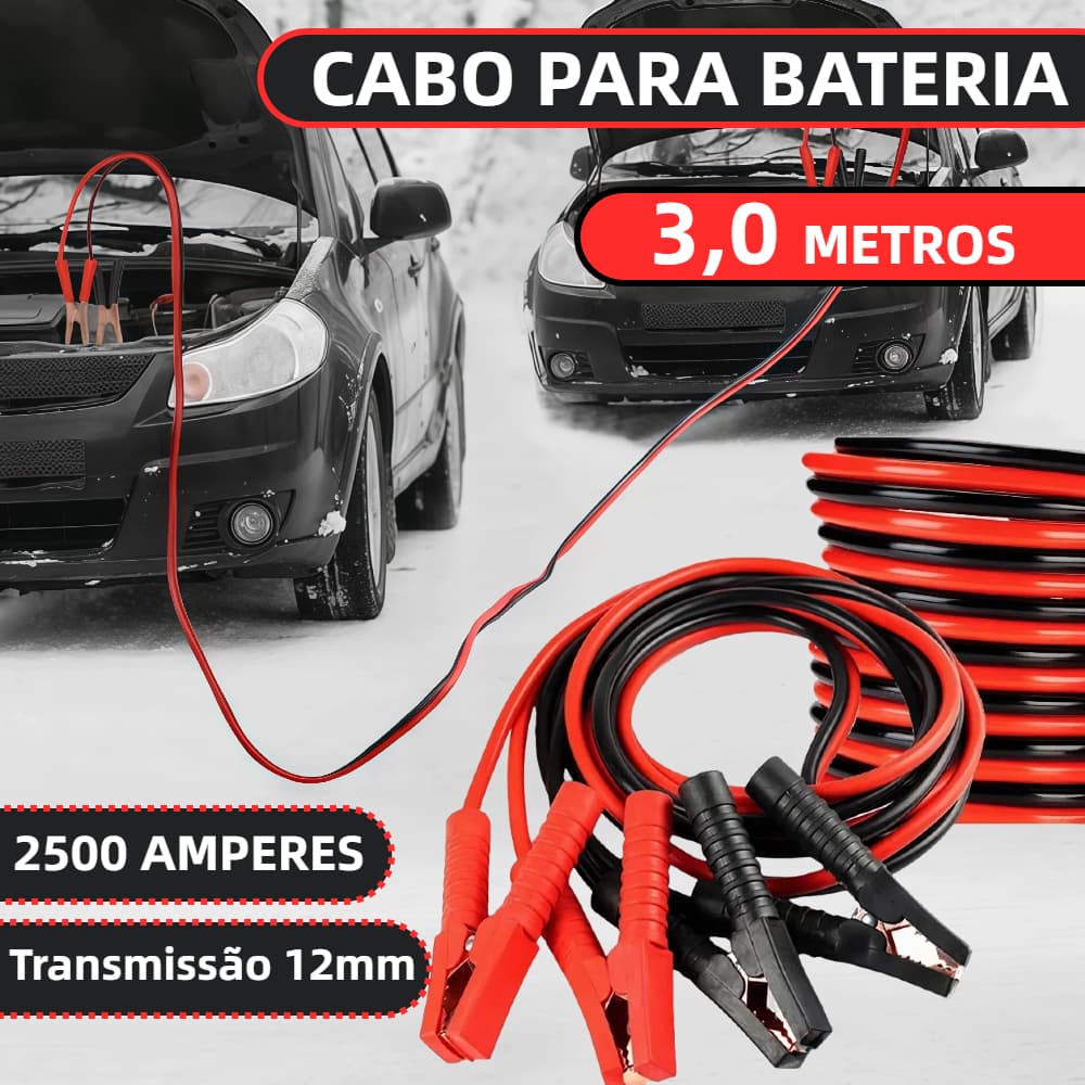 Cabo De Chupeta 2500 amp Transmissão 12mm Caminhão Carro Moto Bateria 3 METROS de cabo
