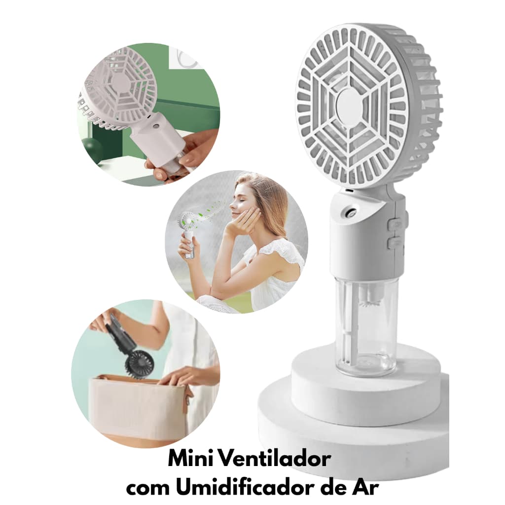 Mini Ventilador Portátil Facial Mesa Mão  Umidificador  Ar USB Recarregável Silencioso  Potente