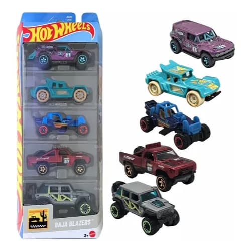 Kit 5 Carrinhos Hot Wheels Baja Blazers Jbj82 - Mattel