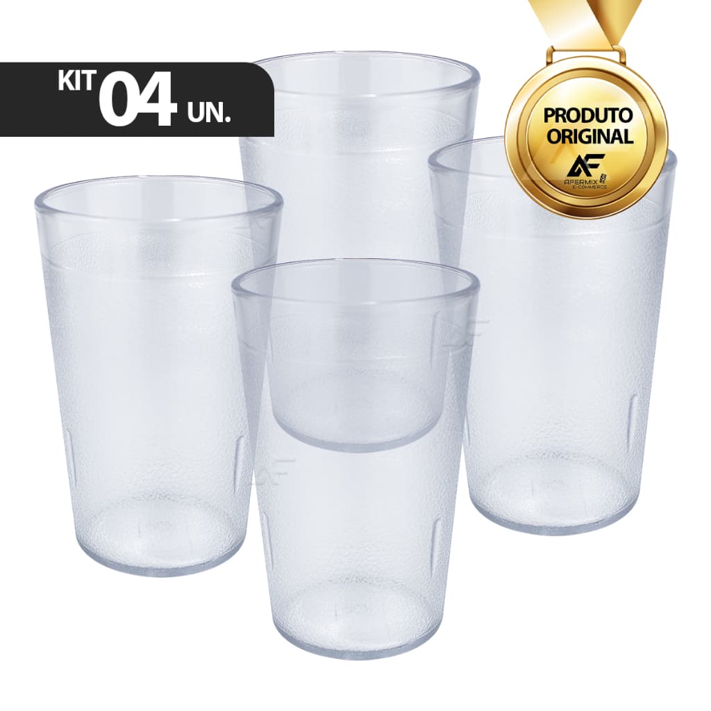 Kit 04 Copos Policarbonato Inquebrável 250ml Anti Impacto