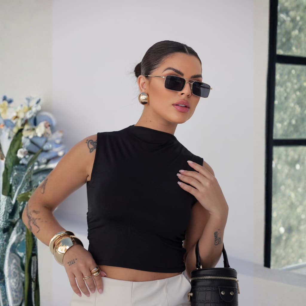 Cropped Regatinha Feminina Básico Gola Alta