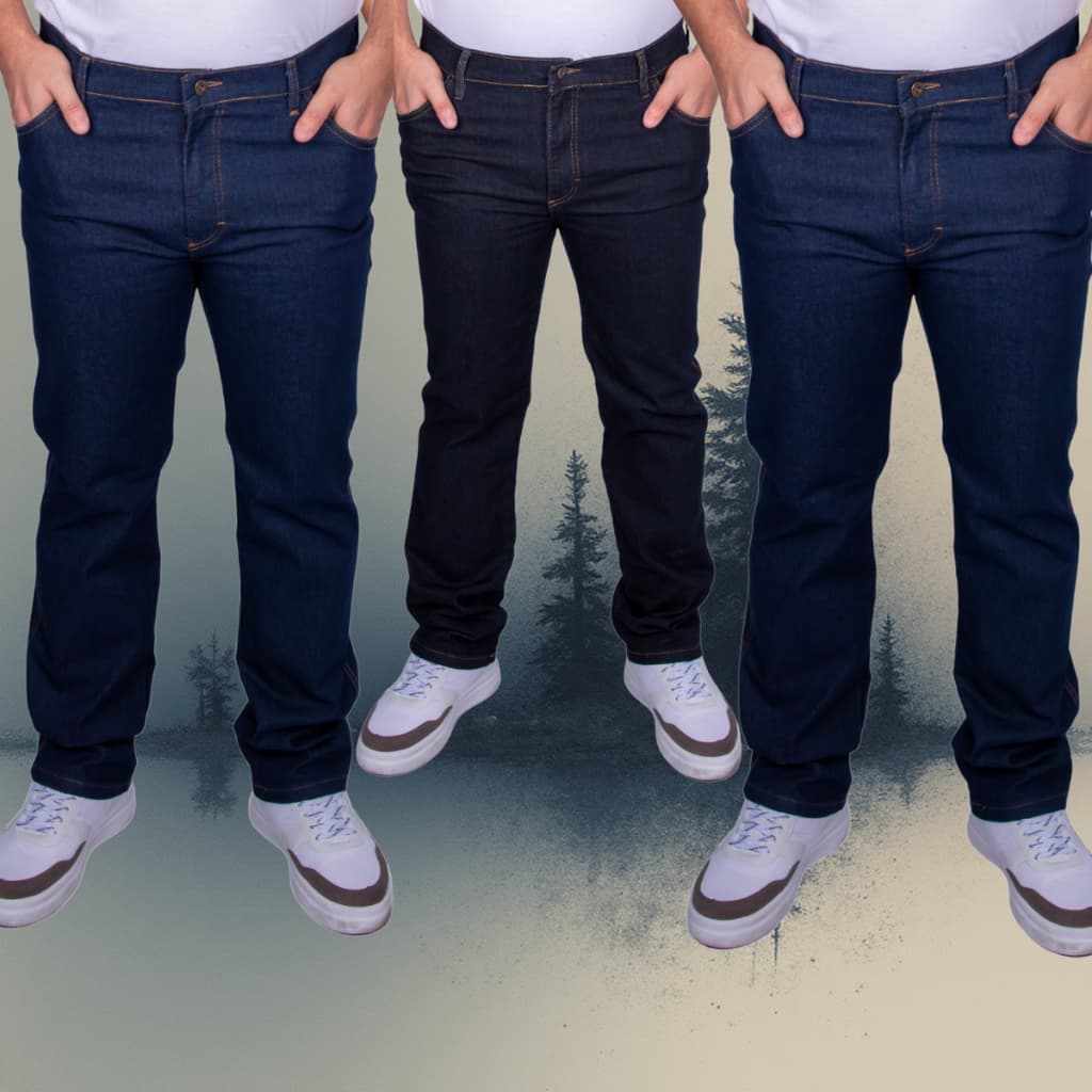Kit 3 Calças Jeans Masculina- Trabalho Tradicional Corte Reto Promoção Resistente Tecido Premium