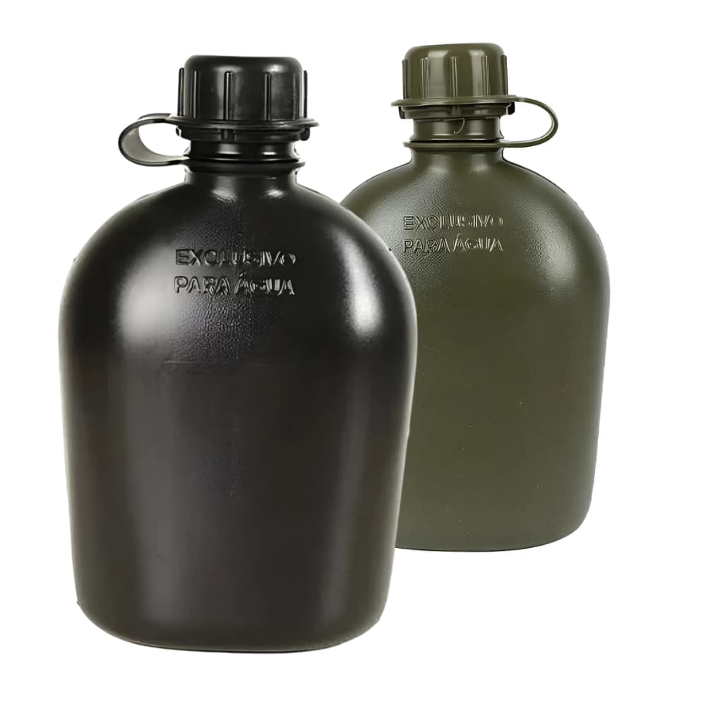 Kit - Cantil Militar 900 Ml E Porta Cantil Para Cinto Cor Preto e Verde