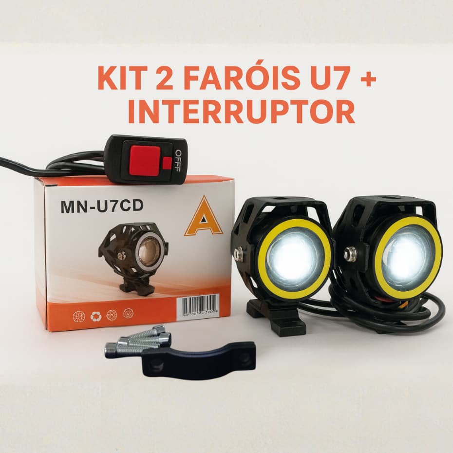 Farol Led Milha Olho De Anjo U7 10w Liga/deslig Carro E Moto - Facil instalação - Universal