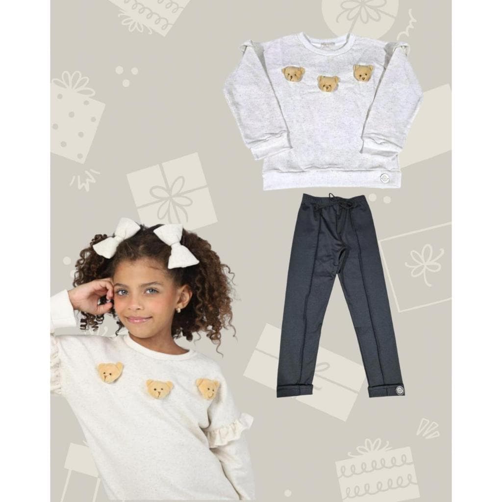 Conjunto Inverno Menina com detalhe em urso