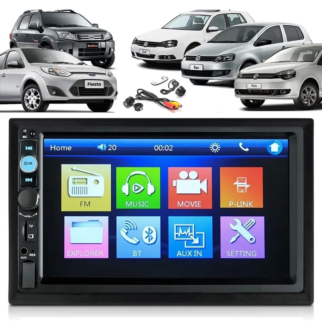 Central Multimídia Mp5 2din Ford Fiesta Ecosport Espelhamento Bluetooth + moldura + câmera de ré