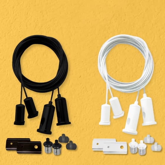 Kit Suspensão Para Perfil De Led Pendente Cabo De Aço 2m Preto ou Branco