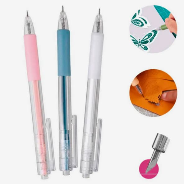 Caneta Estilete Cortadora De Papel Retrátil Com Micro Lâmina Para Scrapbook