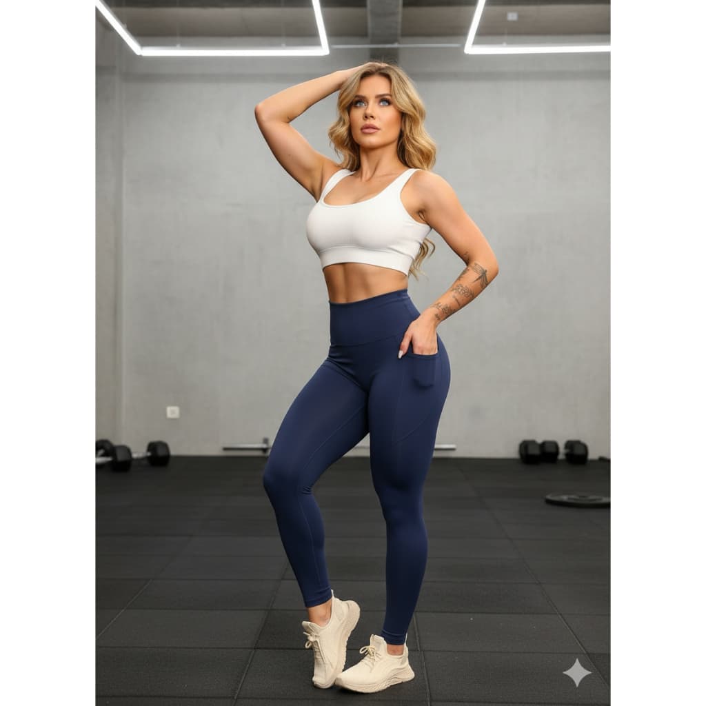 Legging Esportiva Com bolso Cintura Alta Sensuais  Elasticidade Para Mulheres Respiráveis Corridas Comprimime