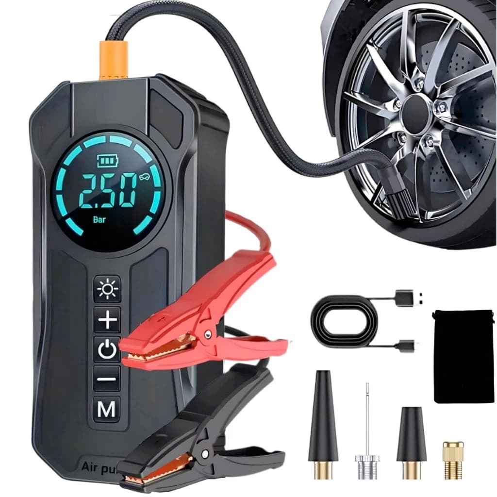 Compressor de Ar Portátil Digital Sem Fio para Pneu Carro Moto Bike 8000mAh