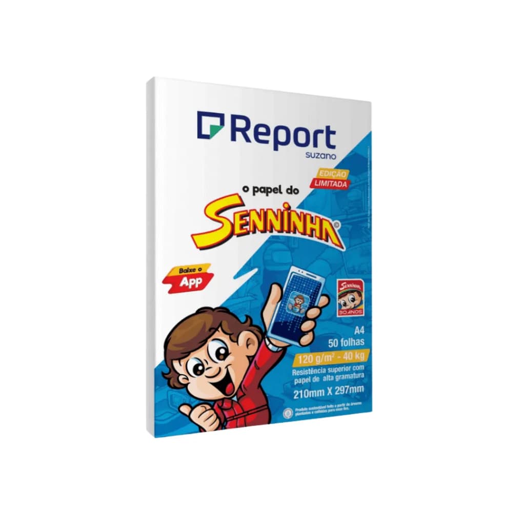 Papel Sulfite Report Senninha A4 180g – 50 Folhas – Edição Limitada 30 Anos – Branco