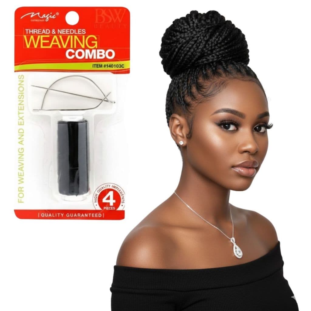 Kit Entrelace Mega-hair 3 Agulhas + 1 Linha Lastex  Preta 10m