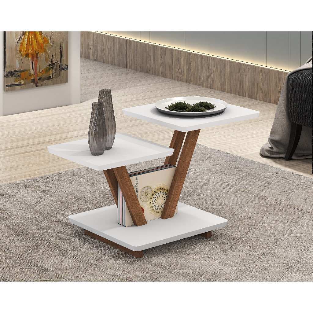 Mesa De Canto Laguna Quadrada Quarto Sala Nicho Duplo Decoração Moderna Escandinava