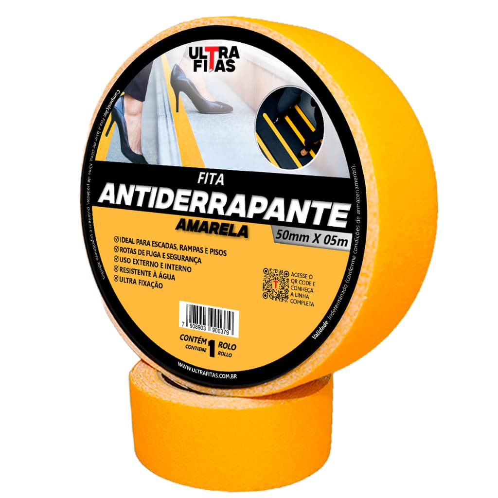 Fita Antiderrapante 50 mm X 05 Metros - Amarela