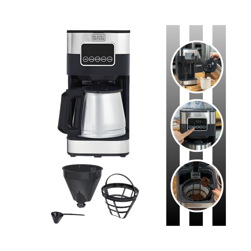 Cafeteira Elétrica Programável Inox Capacidade de 1,5L Modelo CM350 Potência de 900W Black Decker