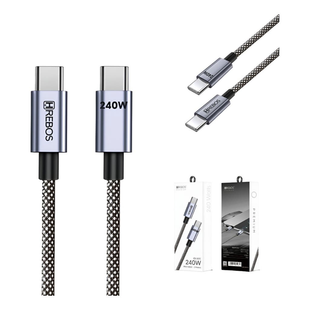 Cabo Elegante Dual-c 240w Carregamento Rápido Hrebos 1 Metro