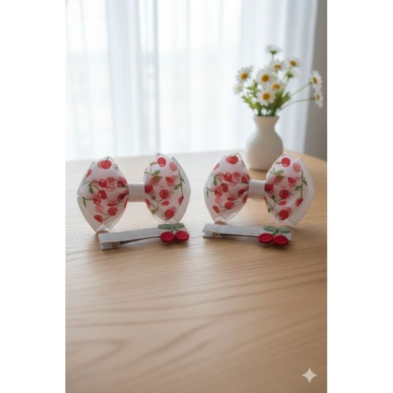 ​Kit Acessórios de Cabelo Cerejinha - Laços e Presilhas Fofas p/ Bebê e Menina | Várias Opções