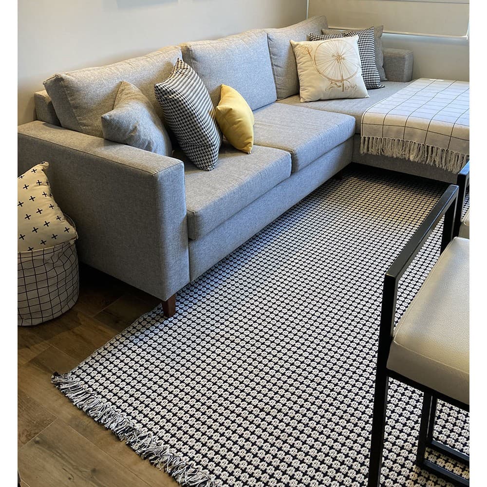 Tapete Boho Andaraí Off White/Preto 140x300cm