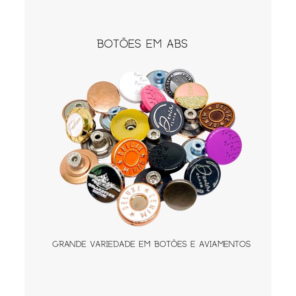 KIT COM 10/50/100 UNIDADES DE BOTÕES ABS DE 20MM PARA JEANS E CONFECÇOES
