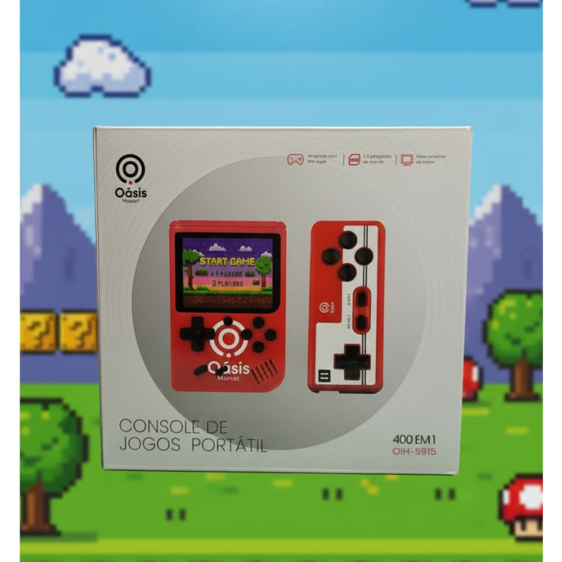Mini 400 jogos Nintendo vídeo portátil, jogos clássicos retro, com controle